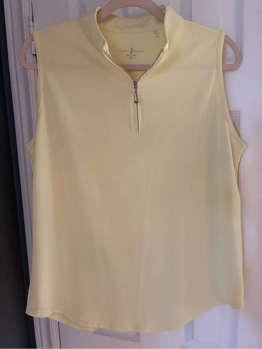 Sleeveless Zip Mock Neck Top - Butter Yellow
